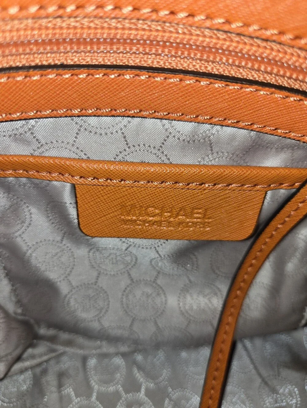 Michael Kors Orange Studded Satchel w/ Strap | Gold Hardware | Like New - Picture 5 of 5